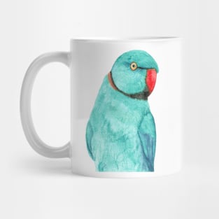 Blue Rose-ringed parakeet or ring-necked parrots watercolor - bird painting Mug